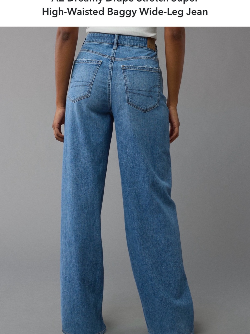 American Eagle High-Waisted Baggy Wide-Leg Jean - Blue - Picture 2 of 7